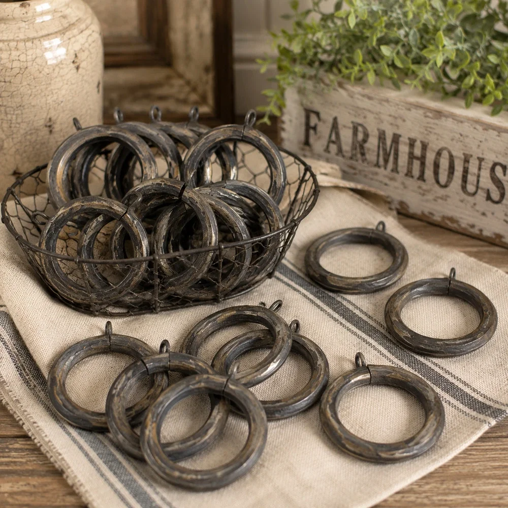 Lot 18 x Distressed Cast Iron Metal Curtain Rings 1 5/8